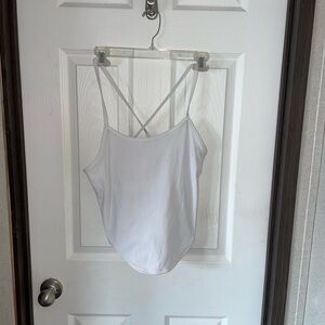 Free Movement Chic White Cross-Back Tank Top